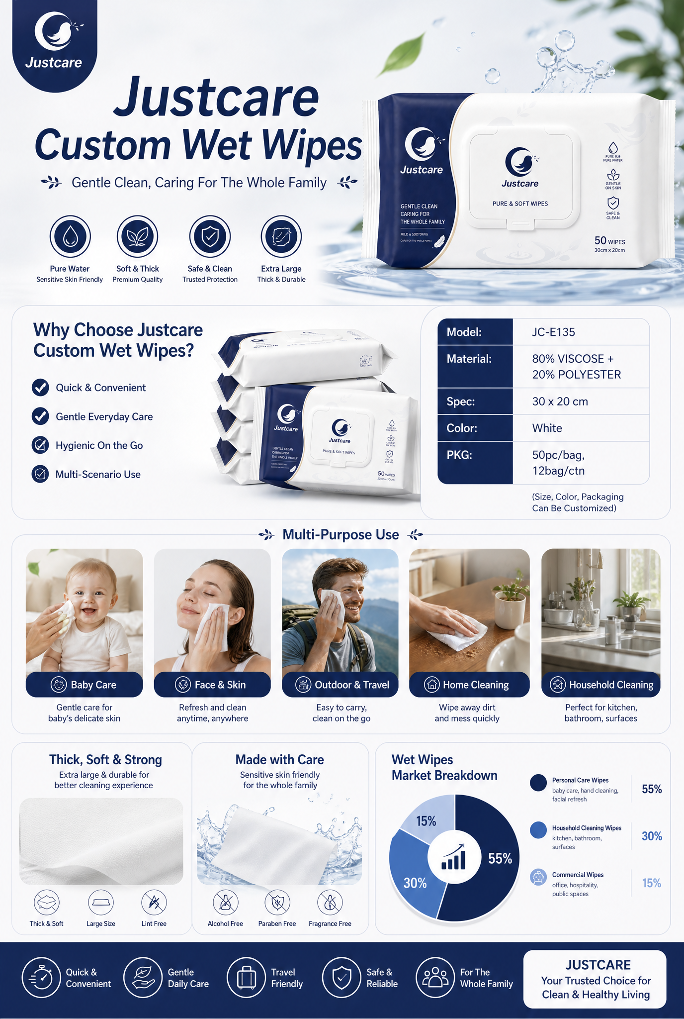 Justcare Custom Wet Wipes detail