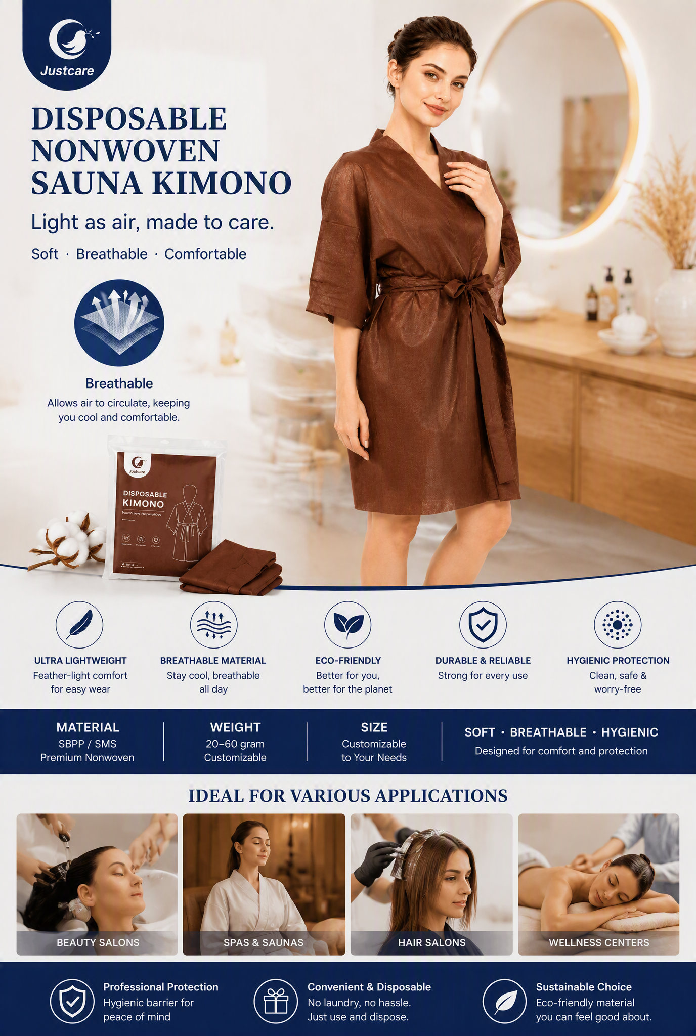 justcare-kimono-de-sauna-no-tejido-desechable-con-especificaciones-completas-larga-infografía