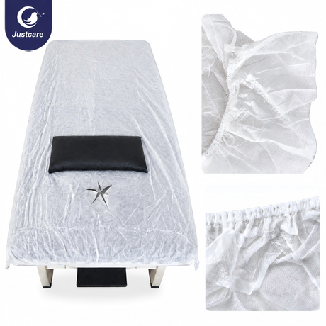 Disposable SMS Fitted Sheet with Elastic Half Band & Mitered Corners