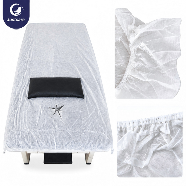 Disposable SMS Fitted Sheet with Elastic Half Band & Mitered Corners