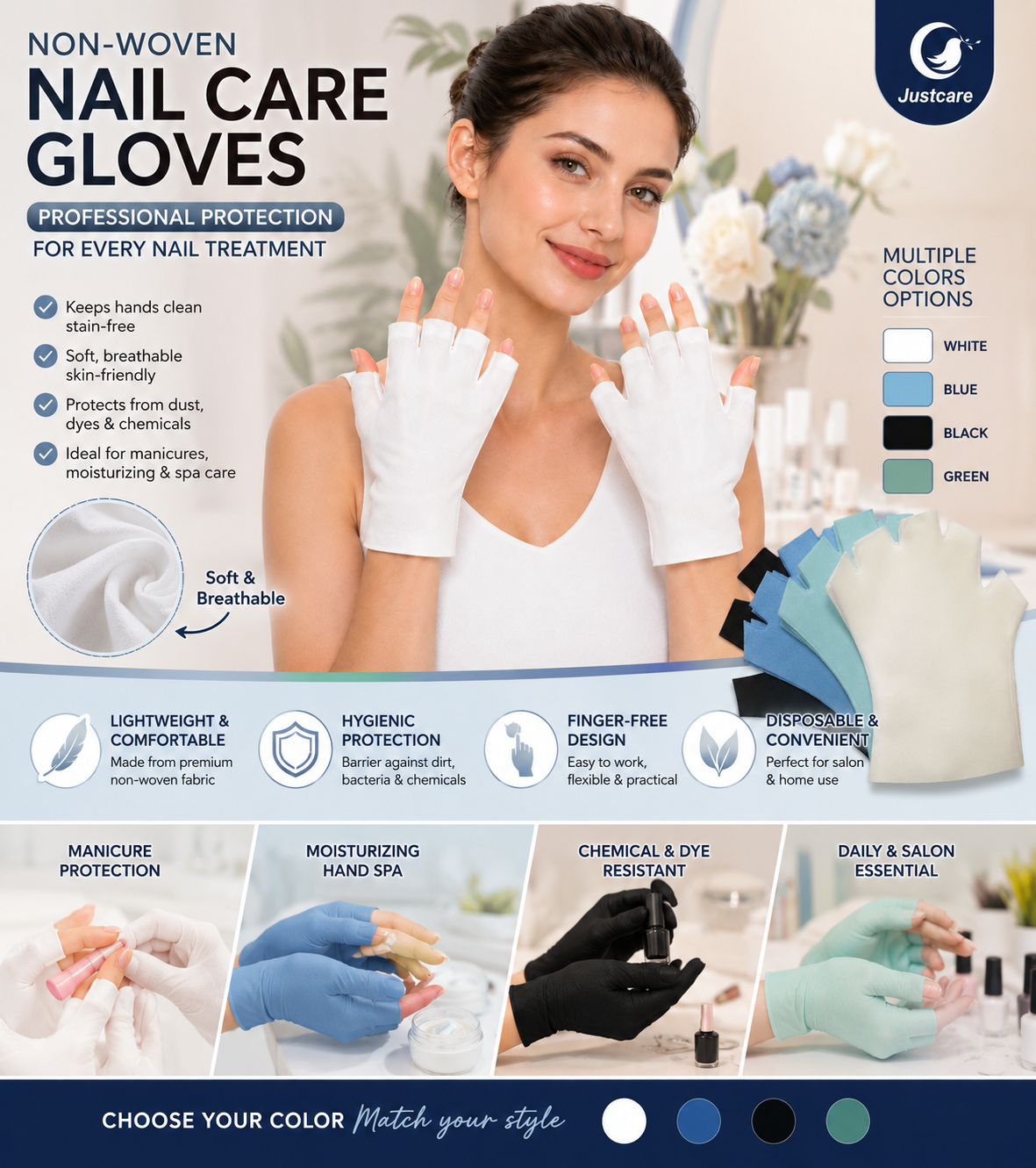 Guantes para u&ntilde;as con protecci&oacute;n UV y punta abierta, guantes anti-UV para uso con l&aacute;mpara de u&ntilde;as