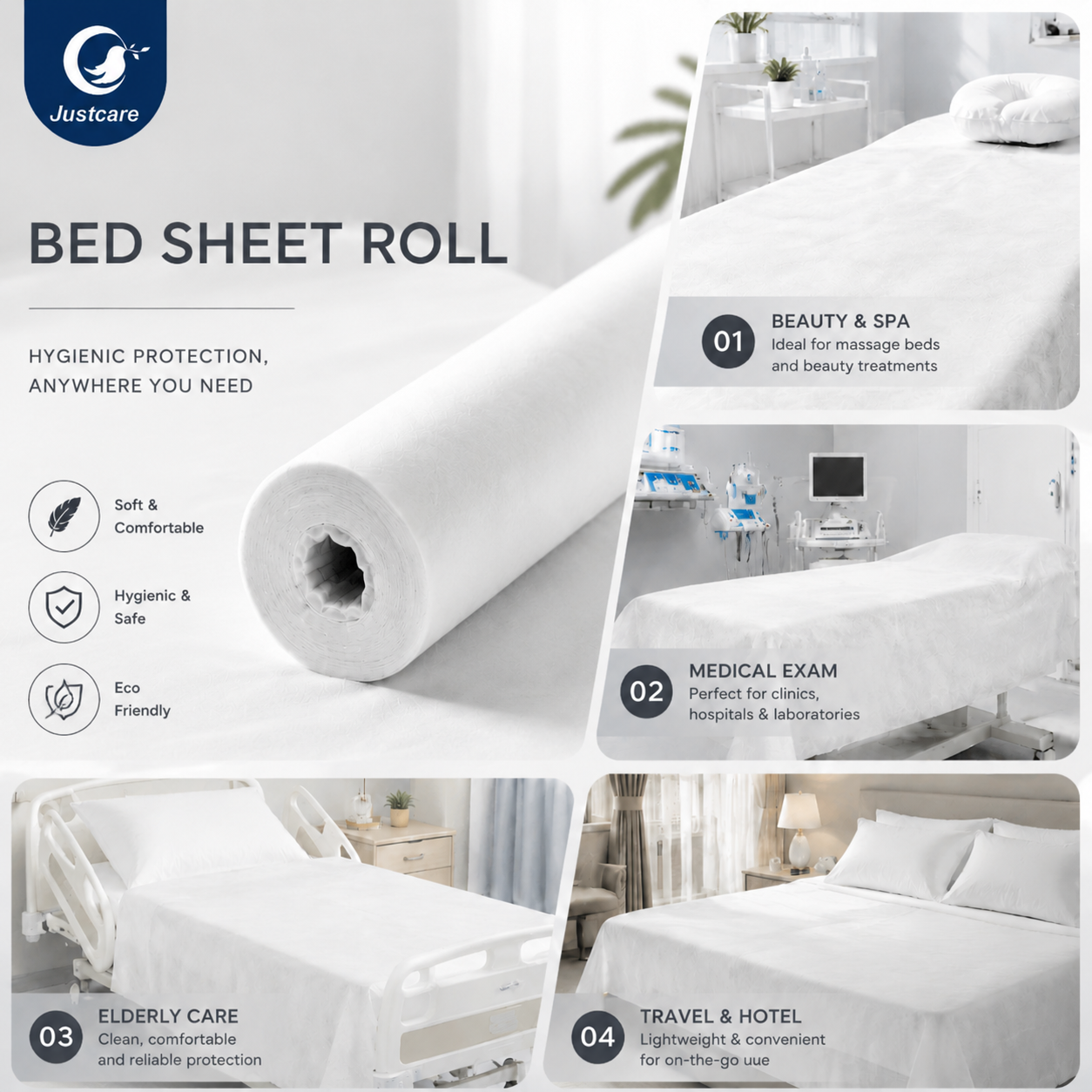 Disposable bed sheet roll with easy-to-tear perforation lines
