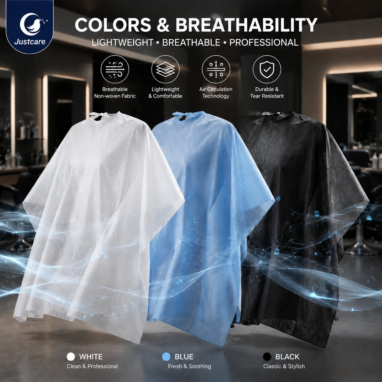 Water‑resistant Hair Cutting Cape with Ties, tie‑on barber cape to protect clothing during hair cutting