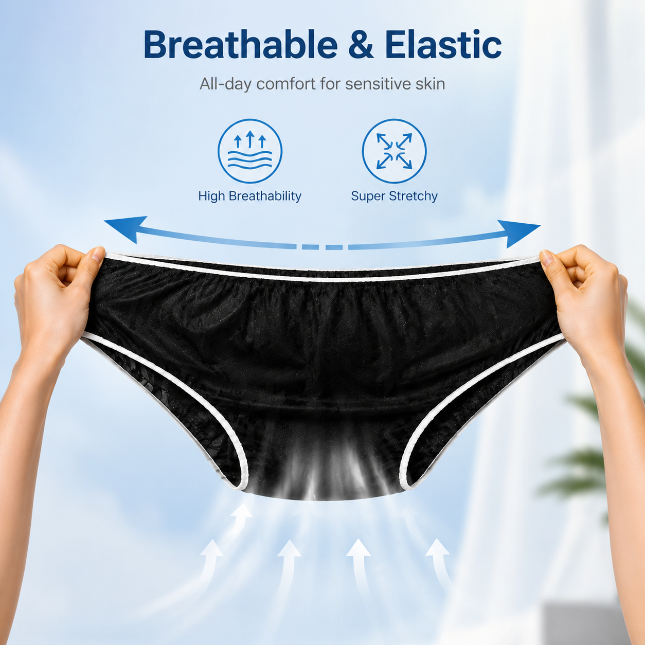 Disposable Black Women's Briefs, single‑use women underwear for travel salon spa