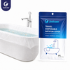 Justcare Travel Disposable Bathtub Cover clear liner installed on bathtub, hotel travel bath hygiene product