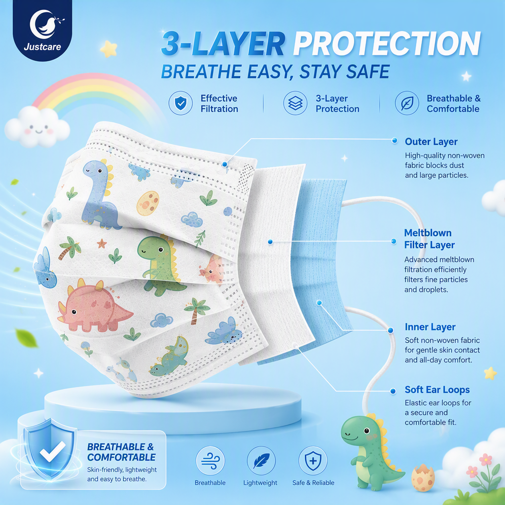 Disposable 3-Ply Children Face Mask with Ear Loops