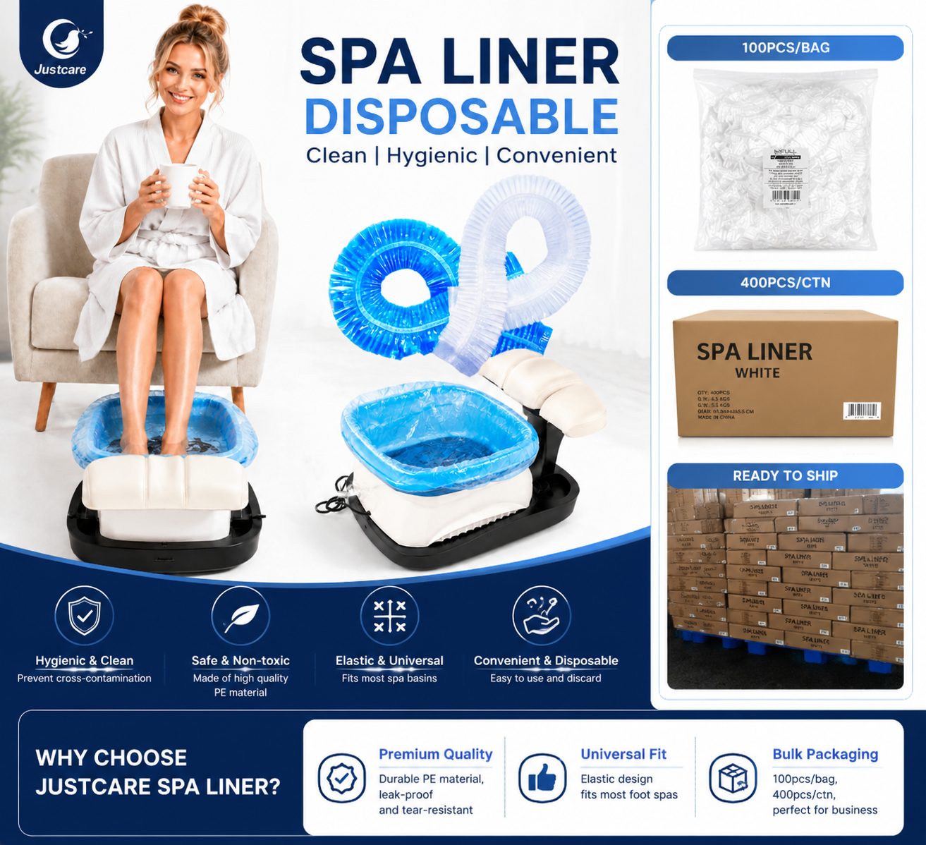  Revestimiento transparente desechable para cuenco de pedicura