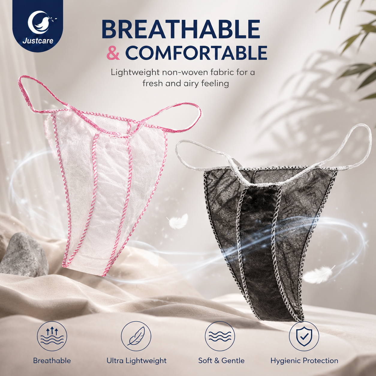 Lightweight Non Woven Disposable Tanga for Women, hygienic disposable women tanga panties for salon and beauty service