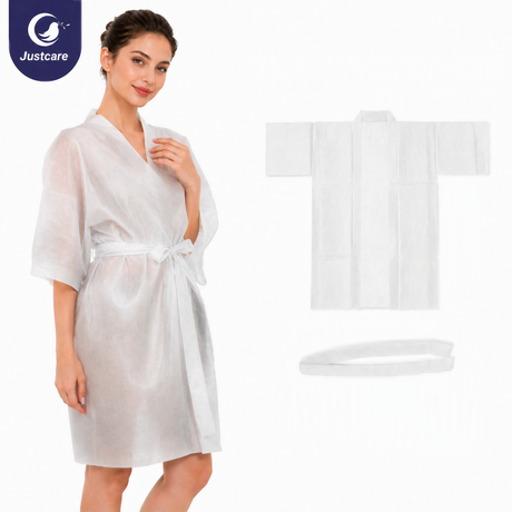 Disposable White SMS Non Woven Spa Kimono Robe
