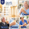 Justcare medical sip cup scene poster, anti‑choking drinking cup for elderly swallowing difficulty care