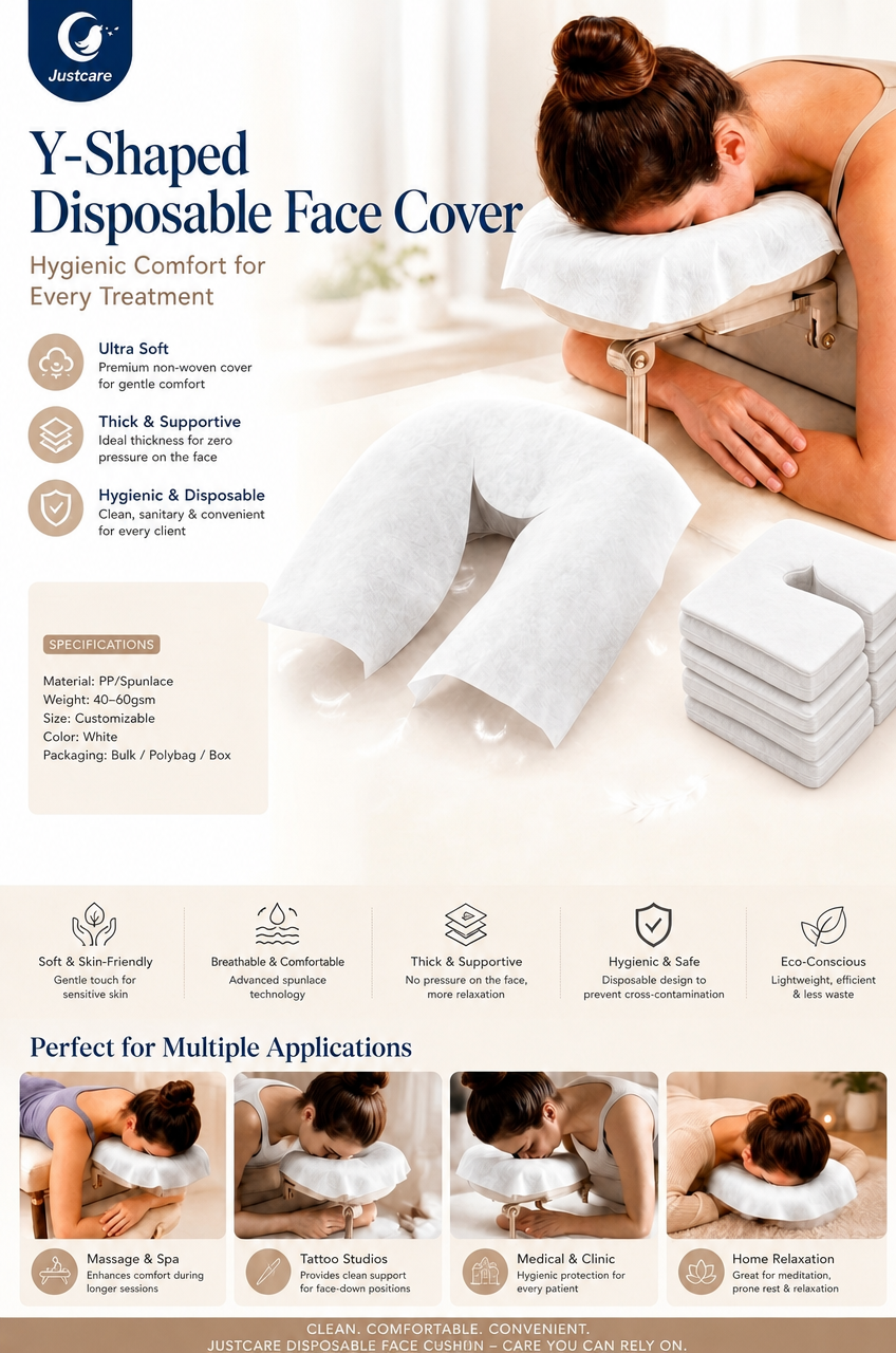 justcare‑disposable‑spunlace‑y‑cut‑face‑cradle‑cover‑spec‑poster‑spa‑clinic‑applications