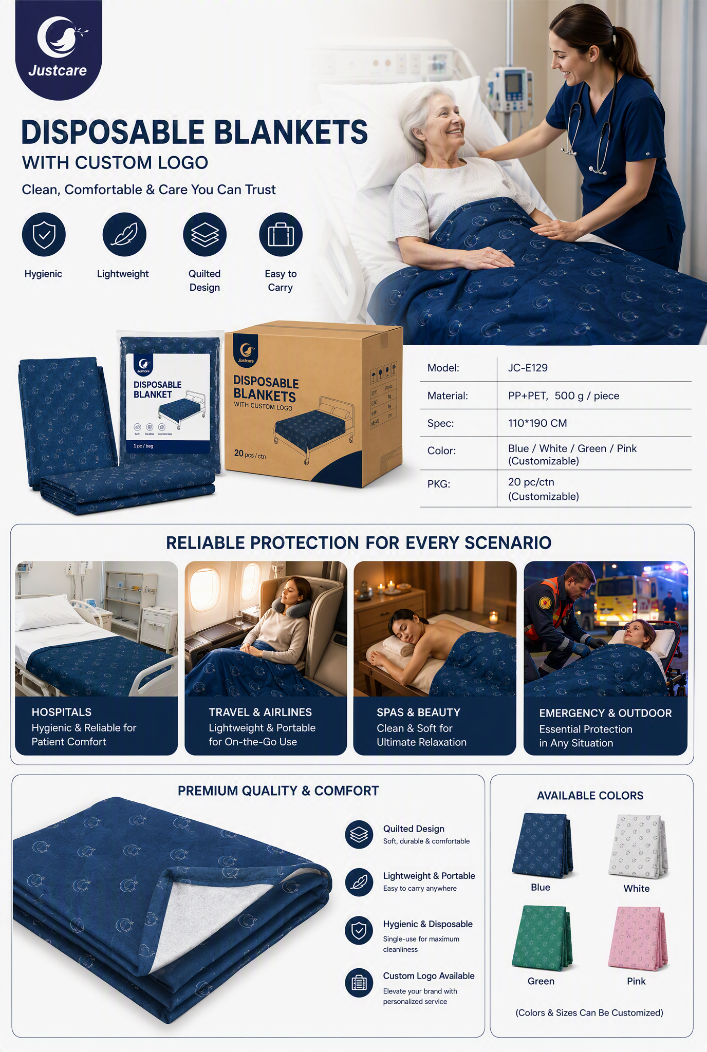 Justcare Disposable Blankets with Custom Logo detail.png
