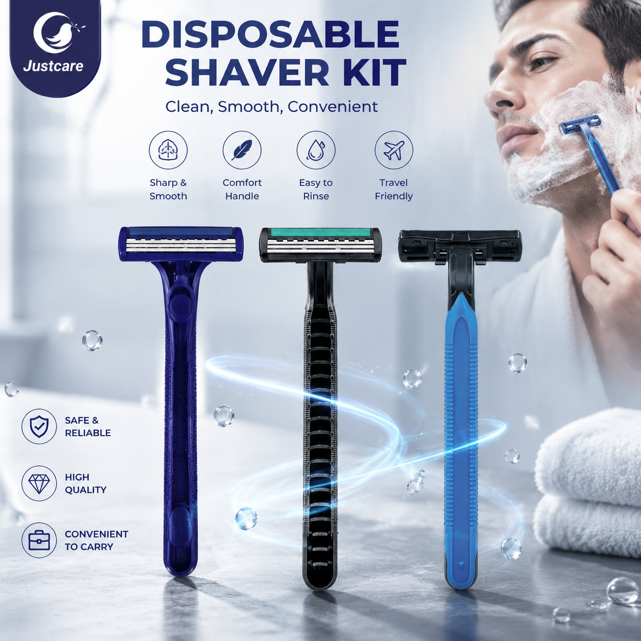 Kit de afeitadora desechable port&aacute;til, juego completo de afeitado con maquinilla de afeitar para hotel, Airbnb y viajes de negocios