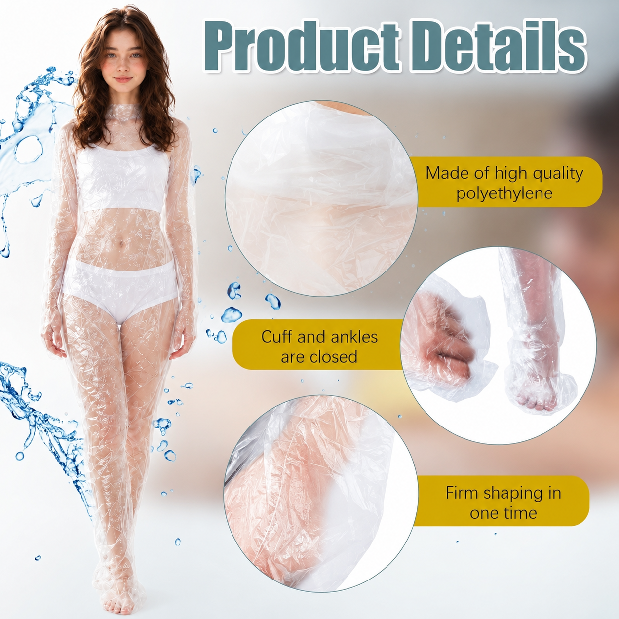 PE 使い捨てサウナボディラップスーツ、スパデトックス減量男性女性用プラスチックボディラップ