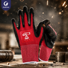 Justcare anti‑slip nitrile coated work gloves, industrial workshop scene with spark background, heavy‑duty safety gloves