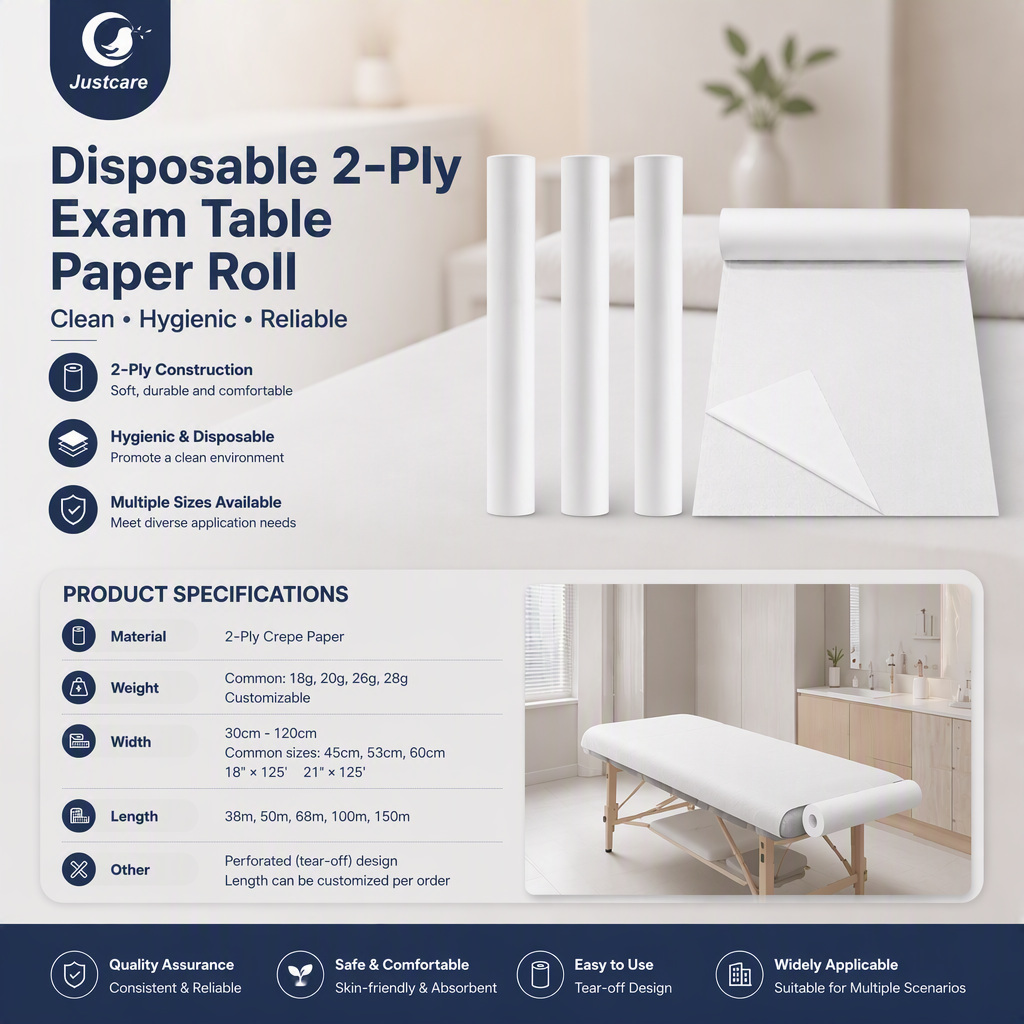 Disposable 2-Ply Exam Table Paper Roll