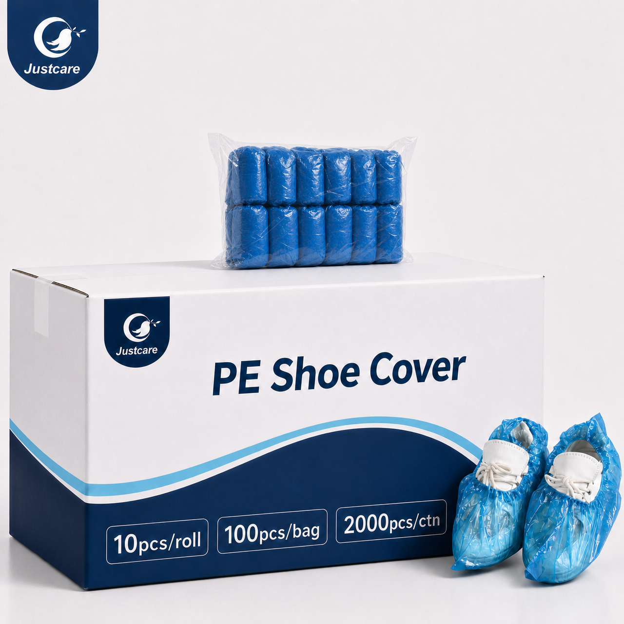 Disposable transparent PE shoe booties