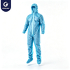 Justcare blue disposable coverall with booties white background product shot