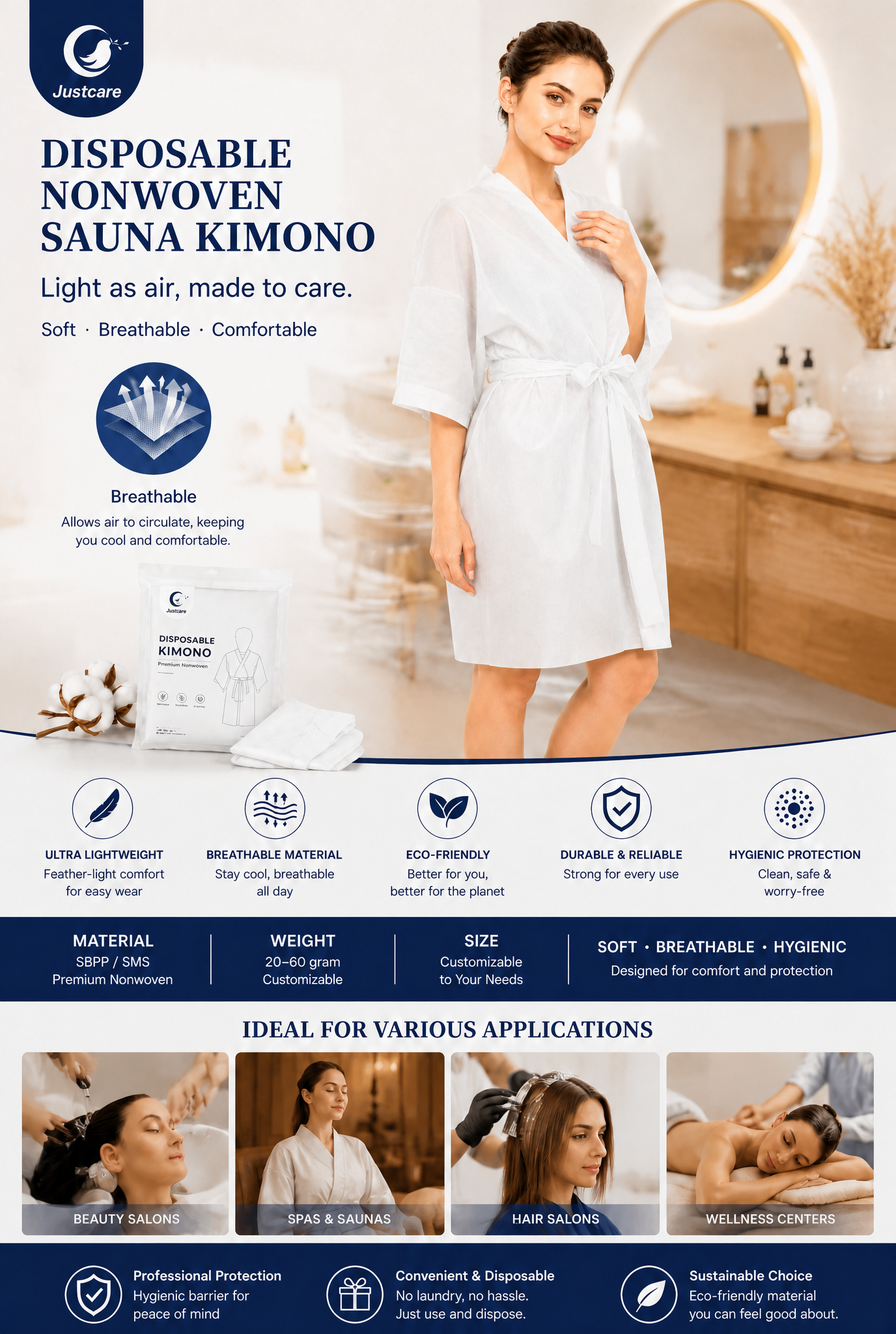d&eacute;tail kimono jetable blanc