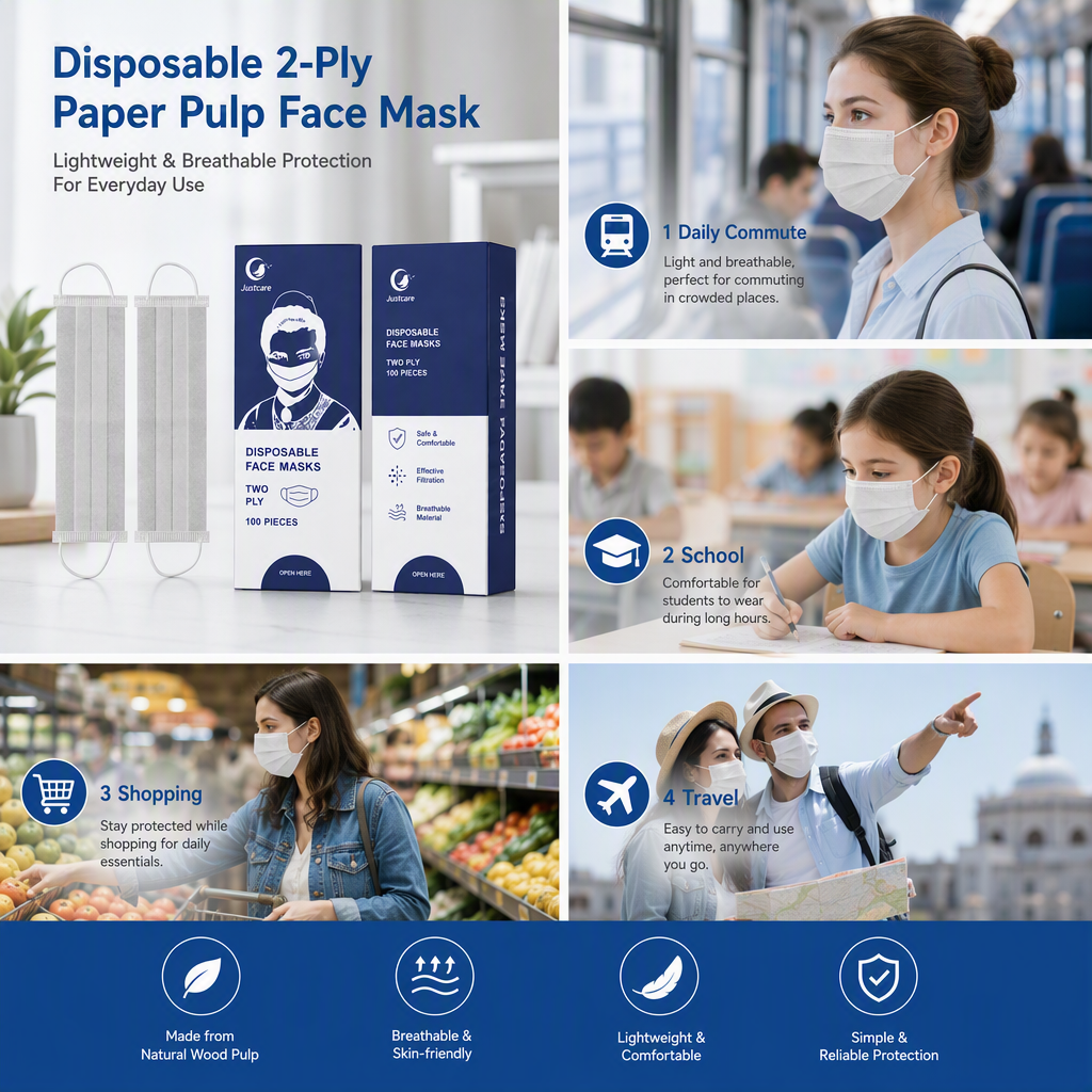 Disposable 2-Ply Paper Pulp Face Mask