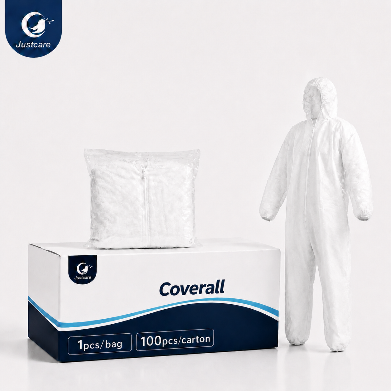 One piece disposable coverall, dust resistant full body suit for clean space operation