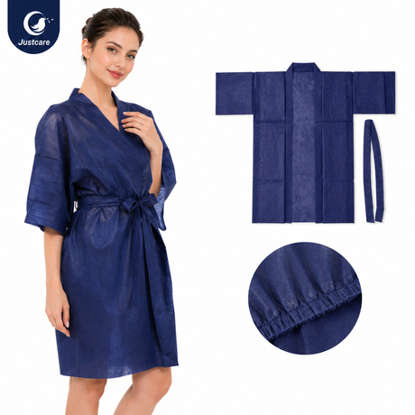 Disposable Nonwoven Sauna Kimono with Short Sleeve 
