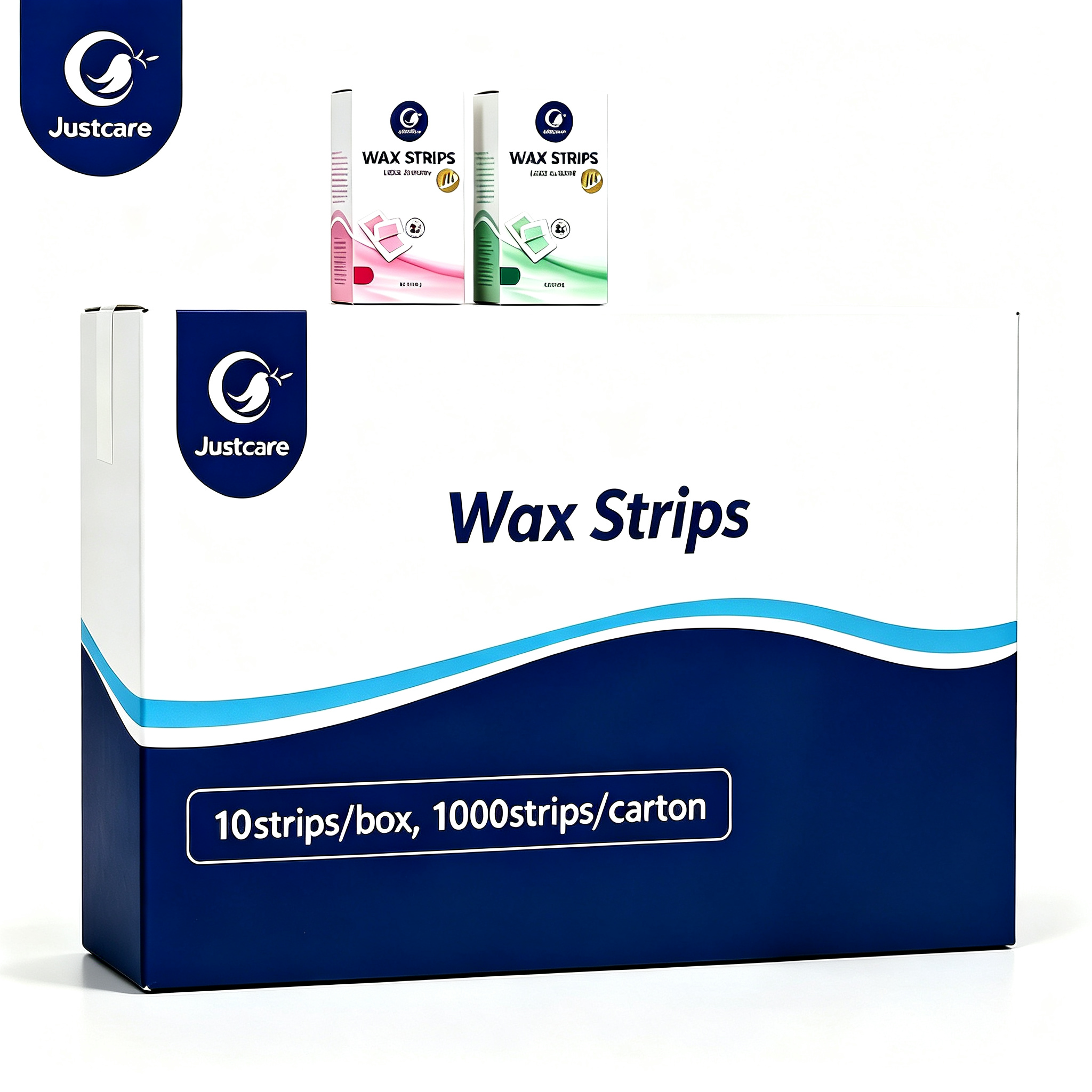 Justcare Wax Strips Bulk Carton, 10 Strips per Box 1000 Strips per Carton, Wholesale Depilatory Wax Strips