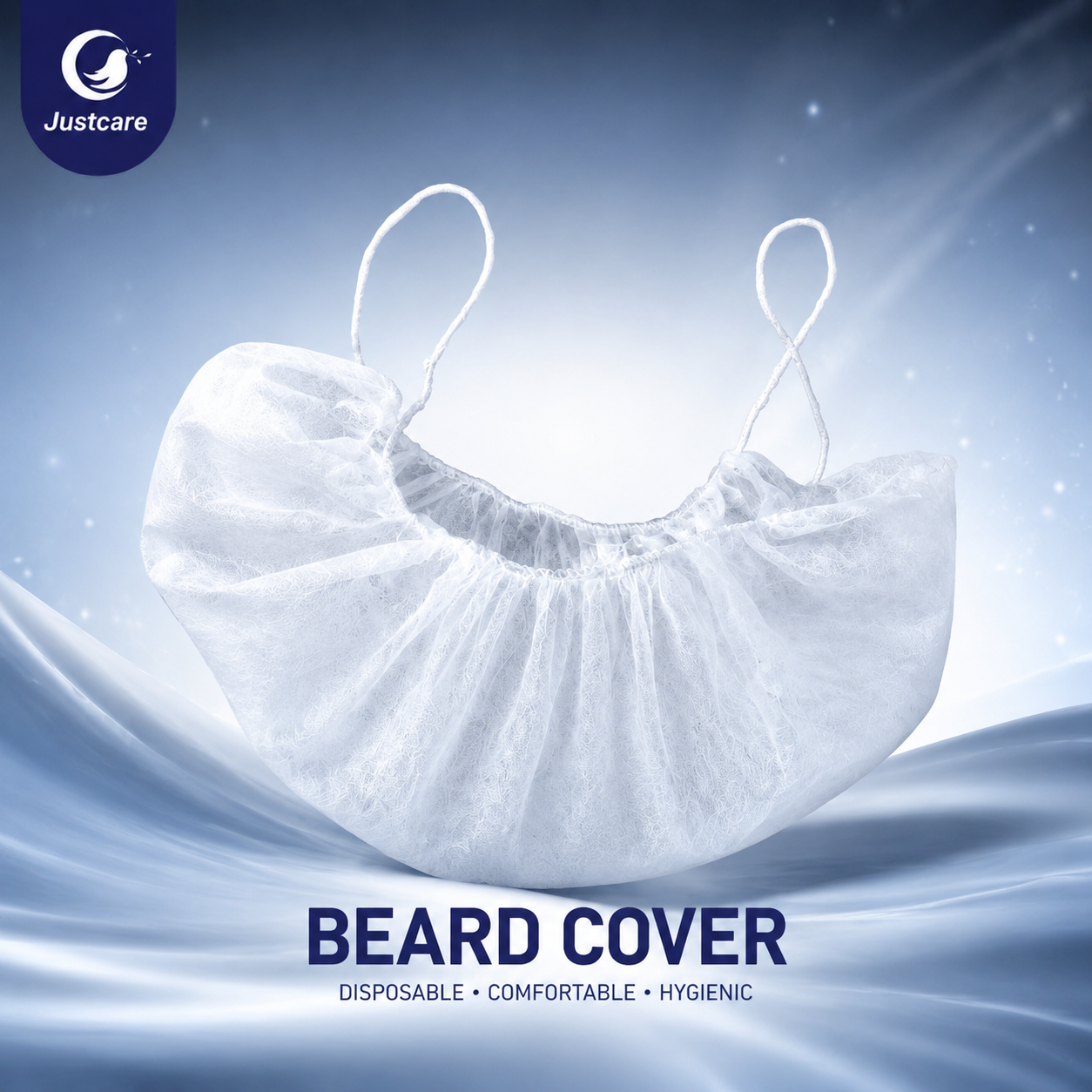 Justcare disposable non‑woven beard cover, comfortable hygienic facial hair snood
