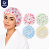 Infograf&iacute;a de gorro de ducha Justcare EVA, gorro de ba&ntilde;o impermeable reutilizable para escenarios de usos m&uacute;ltiples de spa de sal&oacute;n en casa