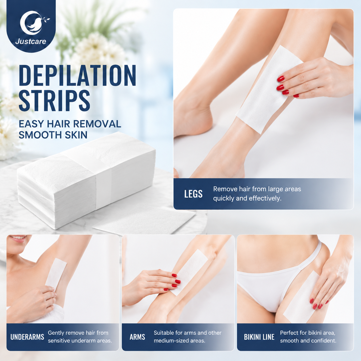 Bandes d'&eacute;pilation jetables, bandes de cire pratiques pour une &eacute;pilation rapide du corps &agrave; la maison ou dans un salon de beaut&eacute;