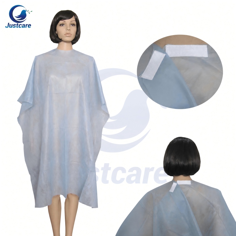 Capa de corte de pelo desechable con velcro