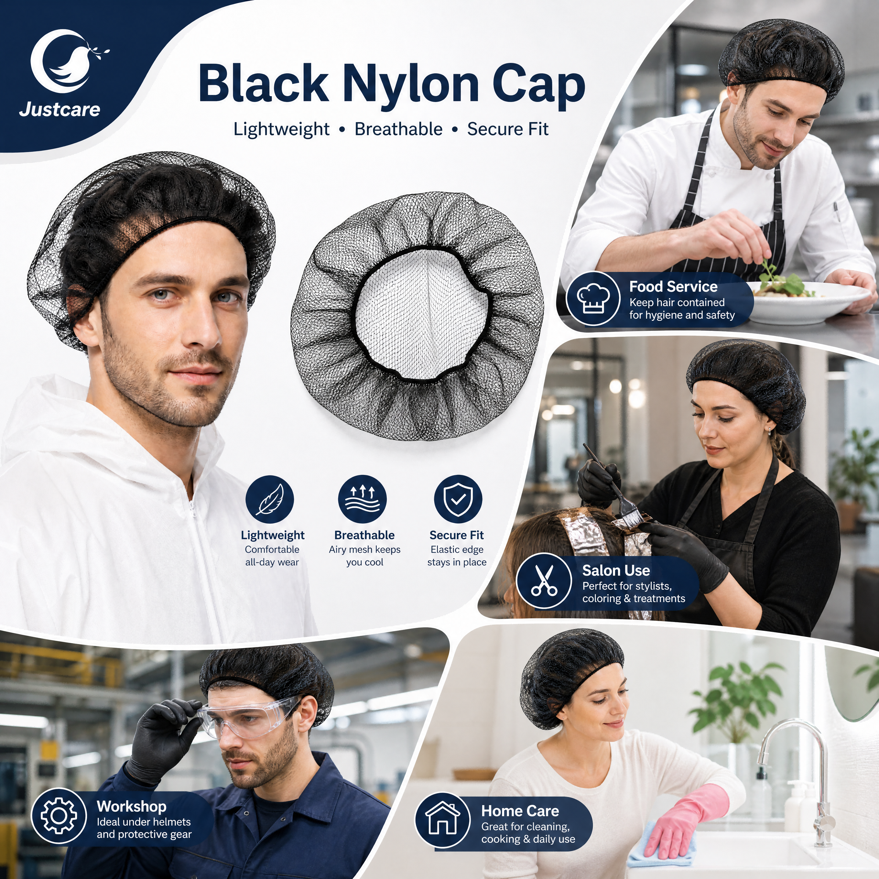 Unisex black nylon cap, durable soft nylon material everyday hat