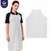 Justcare Disposable Non‑woven Apron, model wearing disposable non‑woven apron with flat‑lay product display