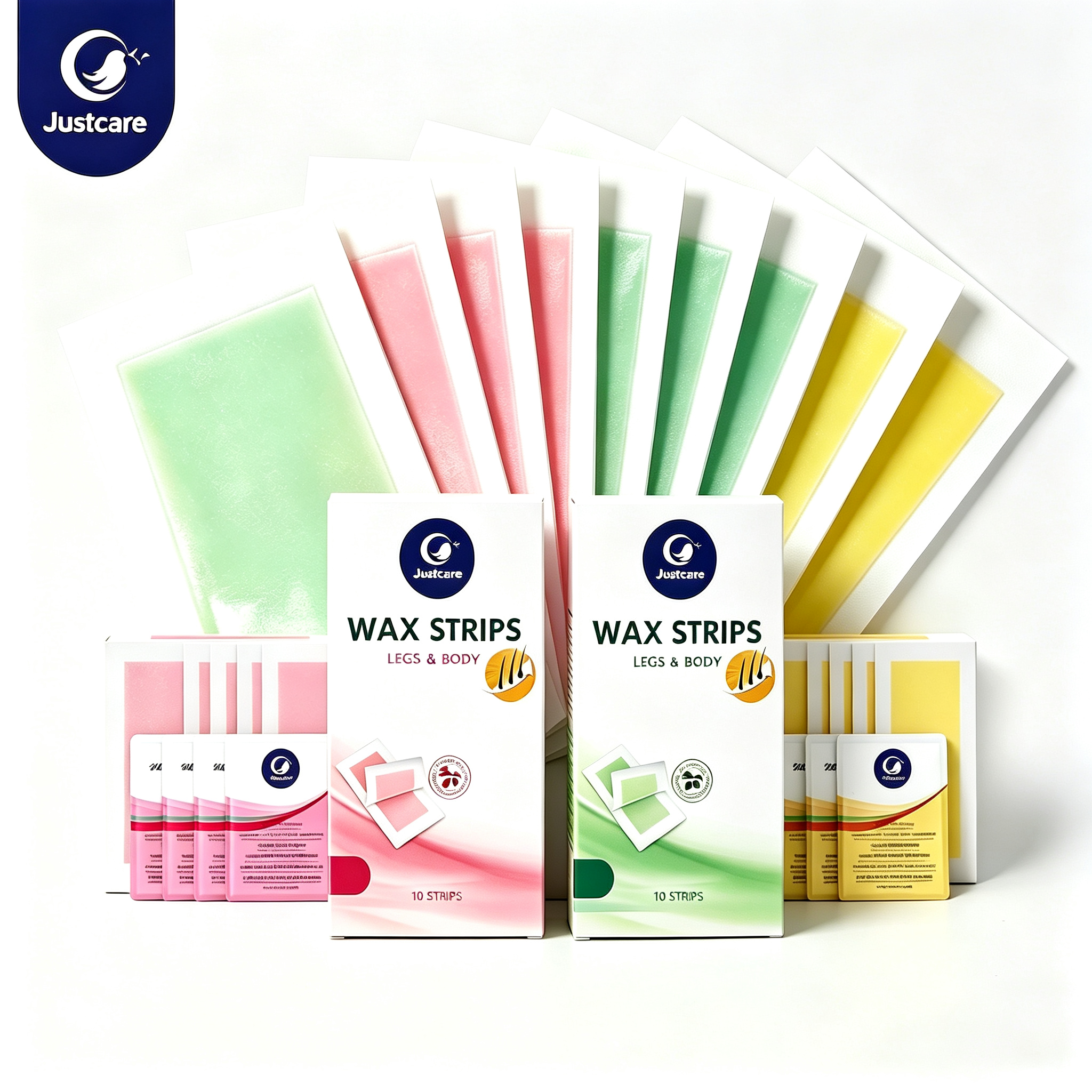 Justcare Wax Strips Bulk Carton, 10 Strips per Box 1000 Strips per Carton, Wholesale Depilatory Wax Strips
