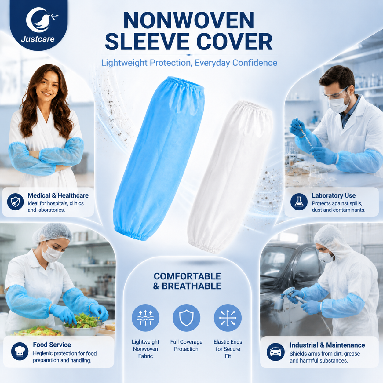 Lightweight nonwoven oversleeves, single‑use non‑woven sleeve cover for workshop food industry