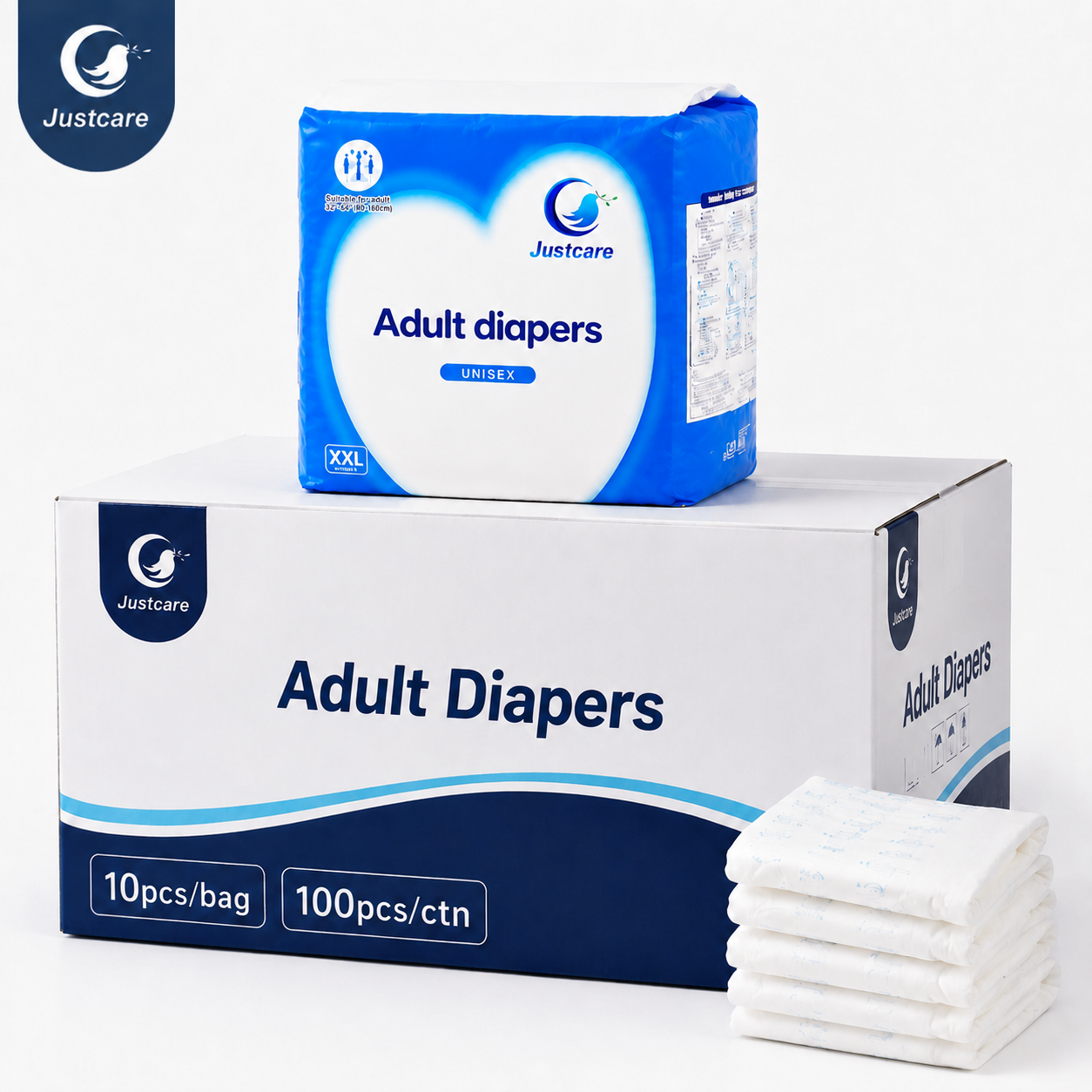 Comfortable disposable adult diaper, heavy absorbency adult nappy for elderly people