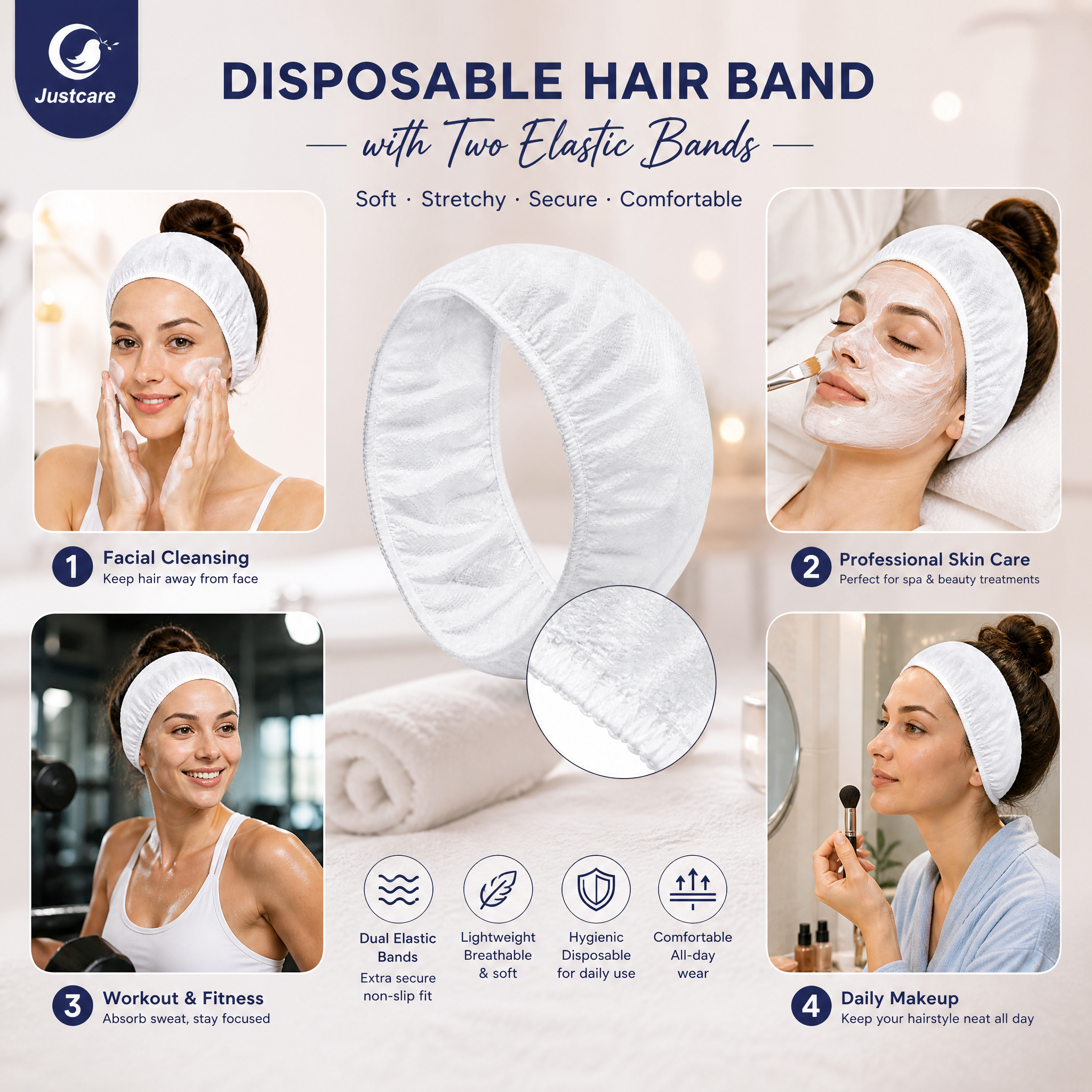 Disposable Hair Band with Two Elastic Bands