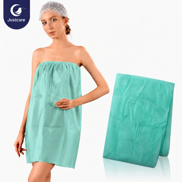 Justcare Disposable Non-Woven Bath Gown for Spa Hotel Beauty Salon