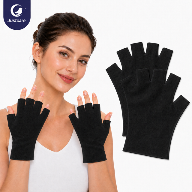 Black UV Protection Nail Gloves Open-toed Gloves 