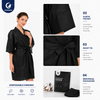 Disposable Nonwoven black Kimono with Short Sleeves for Spa & Salon