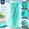 Justcare non-woven disposable bath gown closeup, elastic top, heat-sealed edges, lightweight breathable nonwoven spa skirt