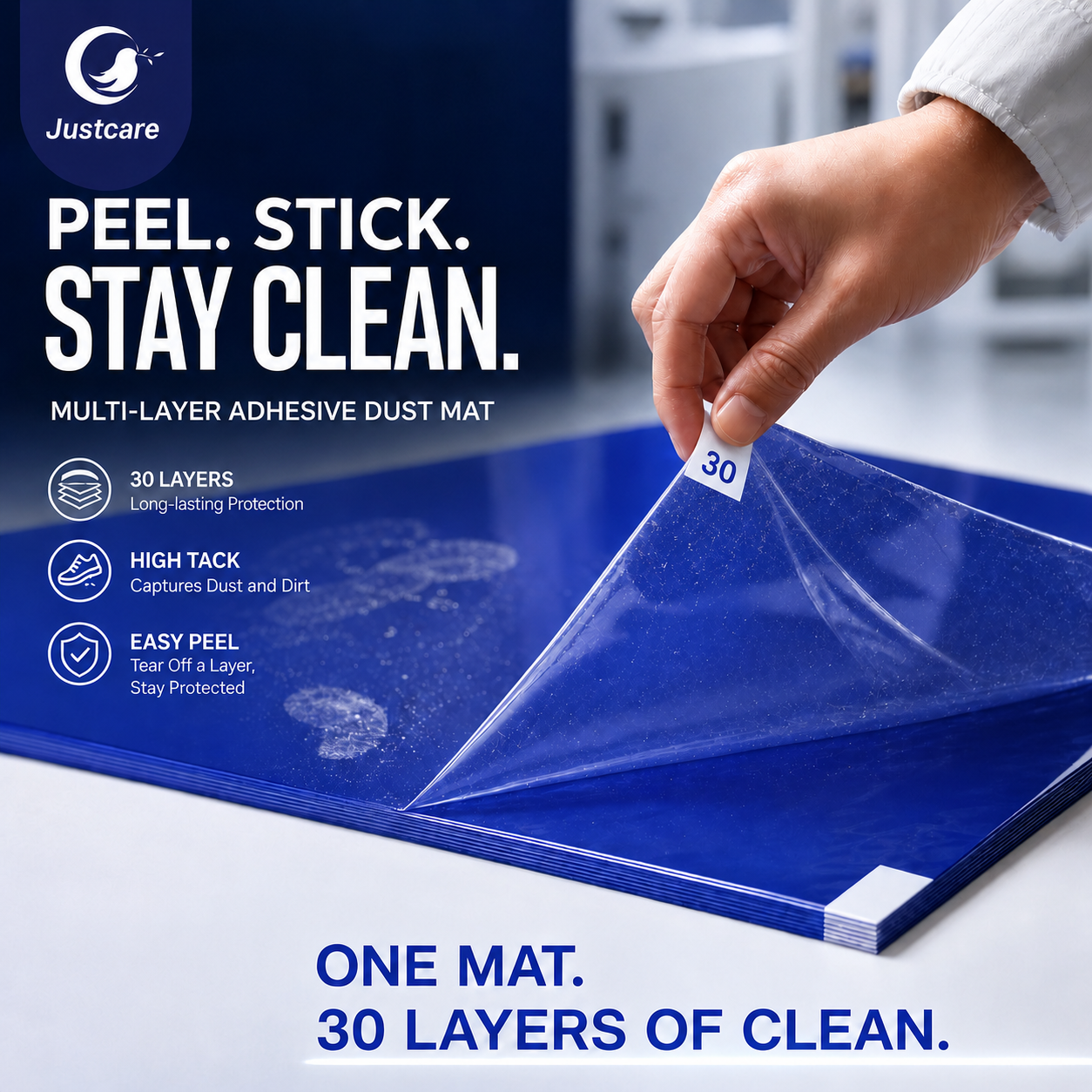 はがせる粘着マット、研究室クリーンルーム入口用使い捨て粘着マット