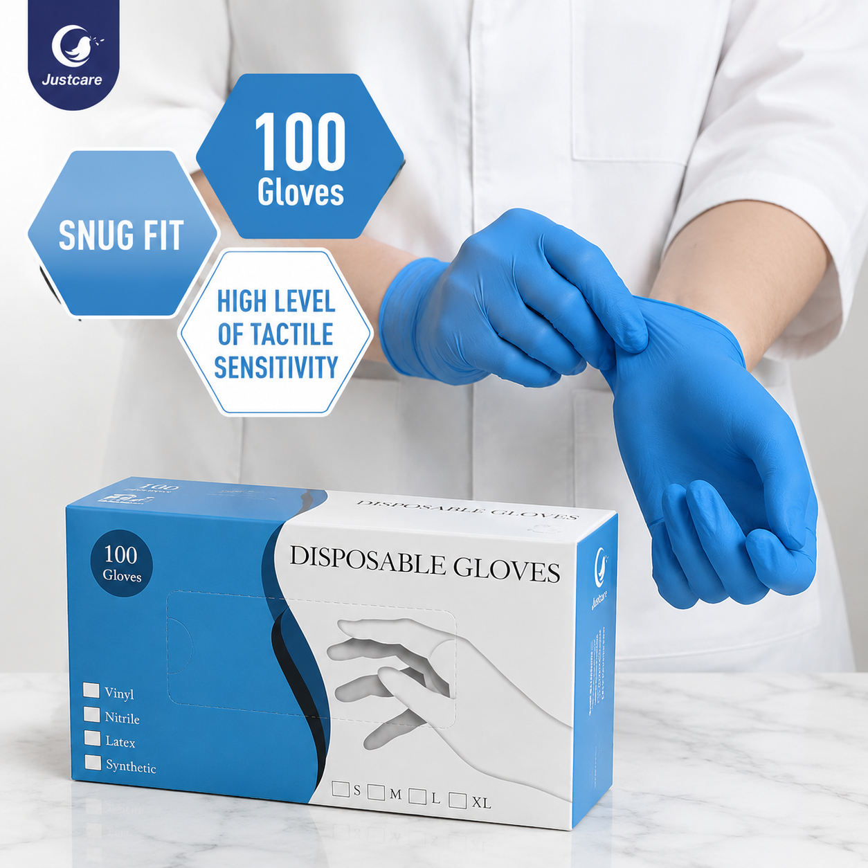 Disposable nitrile gloves, durable chemical resistant nitrile hand gloves for lab work