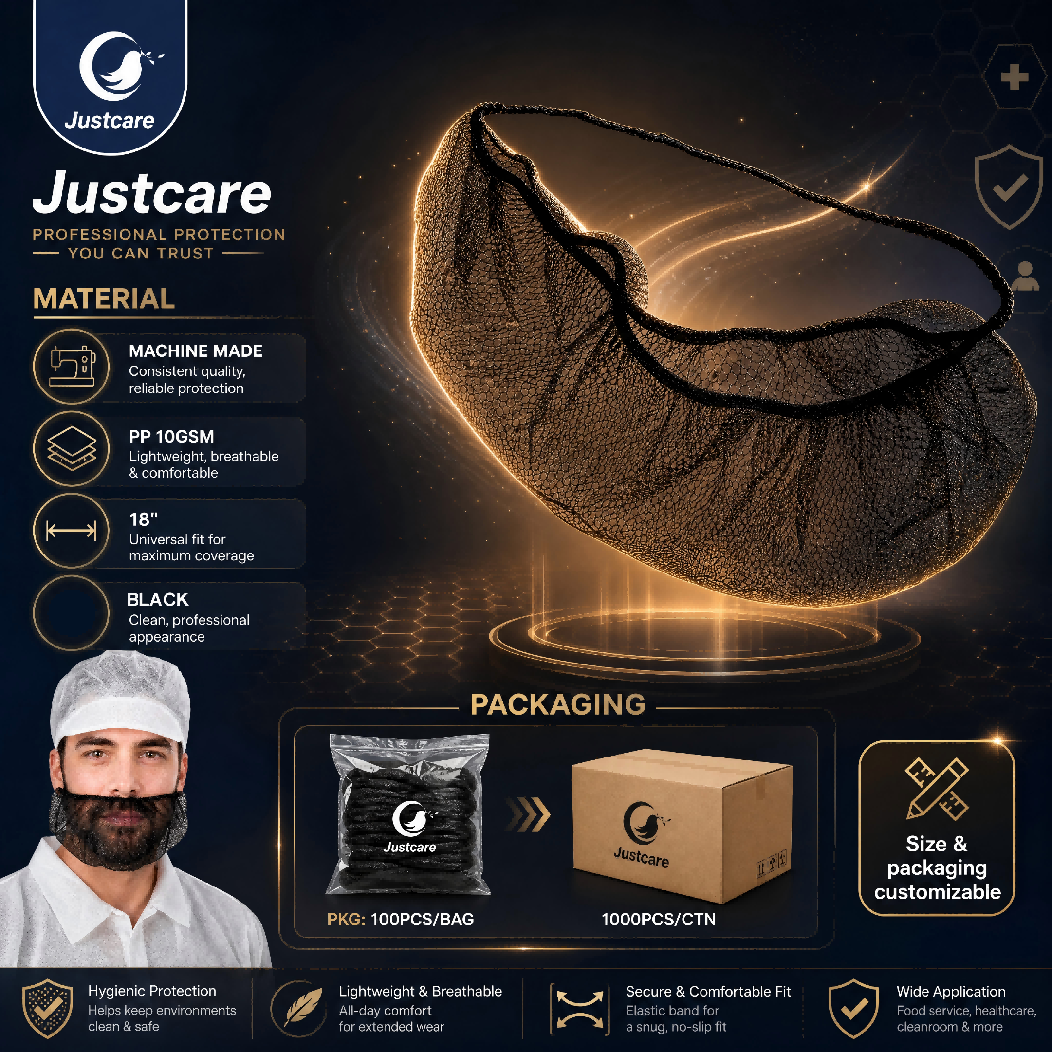 Couvre-barbe non tiss&eacute; unisexe, filet &agrave; poils du visage &agrave; usage unique pour une utilisation en atelier de laboratoire