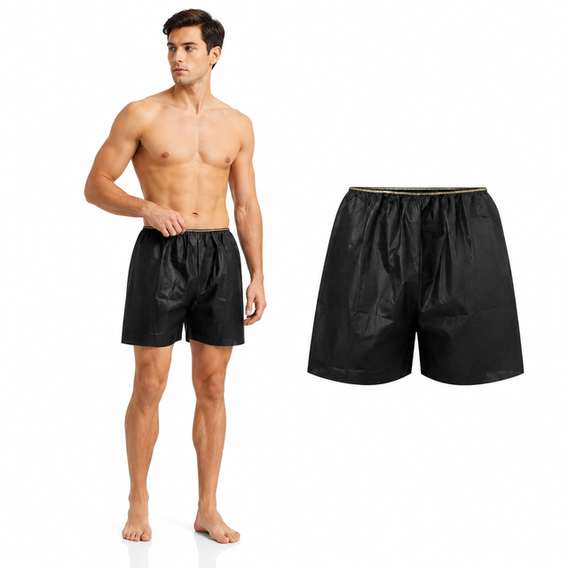  Disposable Men's Black Boxer Shorts