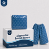 Justcare disposable sauna boxers infographic, product specification and multi‑usage feature poster