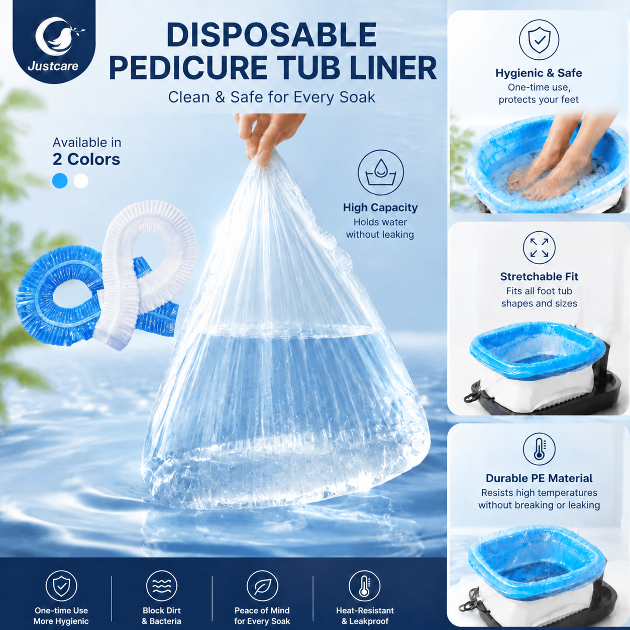  Revestimiento desechable para ba&ntilde;era de pedicura