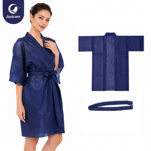 Disposable Nonwoven Sauna Kimono with Short Sleeve 